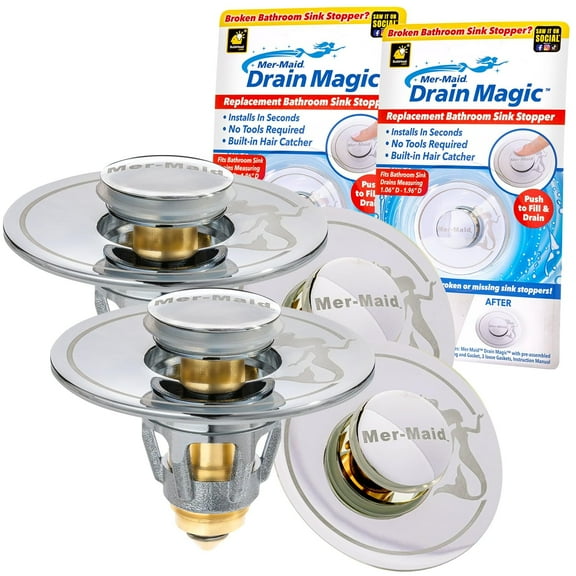 Mer-Maid Drain Magic Universal Sink Stopper, 2 Pack