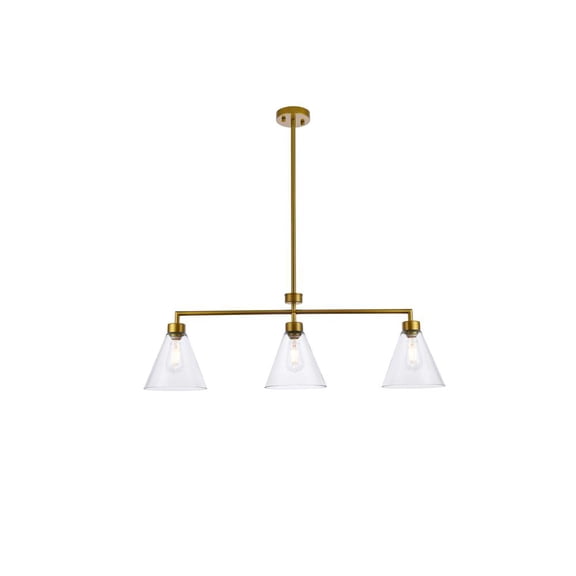 Mera 3 lights brass pendant