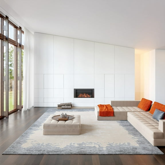 Mera Bordered Wool Area Rug, 7' 6" x 9' 6", Mera Ivory