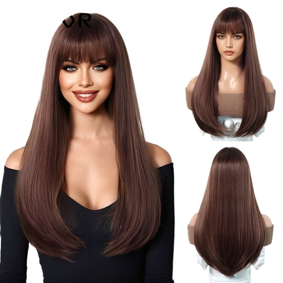 Mera Red Hood Female Air Bangs Shoulder Length Straight Hair Wig - High Temperature Synthetic Ready-to-Wear Hairpiece