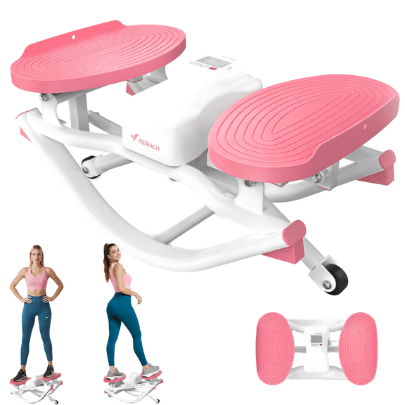 MERACH Rocking Stepper with Resistance Bands, Motion Stair Stepper for Full Body Workout,330 LBS Loading Capacity Exercise Equipment