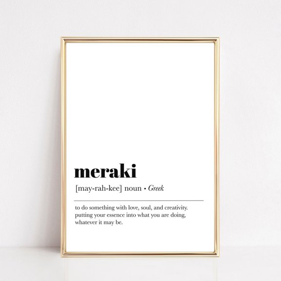 Meraki Definition Print, Inspirational Wall Art, Minimalist Home Decor, Greek Wall Art Print, Print Wall Art UNFRAMED PAPER POSTER, Home Decor, Vintage Gift, Living Room Dercor