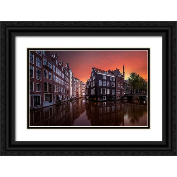 Merakiphotographer 18x13 Black Ornate Wood Framed with Double Matting Museum Art Print Titled - Amsterdam Dawn