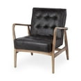 thumbnail image 1 of Merana Phineas Black Leather Wrapped Ash Wood Frame Accent Chair, 1 of 9