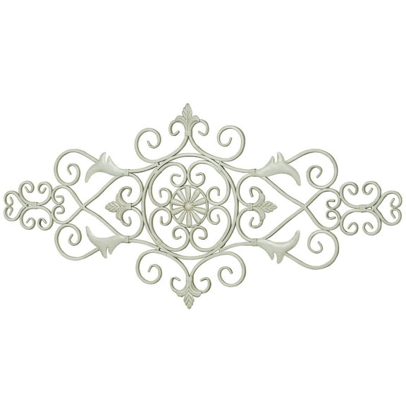 Merano II Traditional Ivory Openwork Scrolling Decorative Metal Wall Grille Sculpture