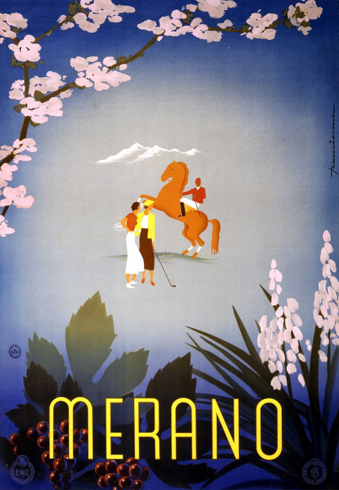 Merano Italy Vintage Travel Polo Golf Canvas Art - (36 x 54)