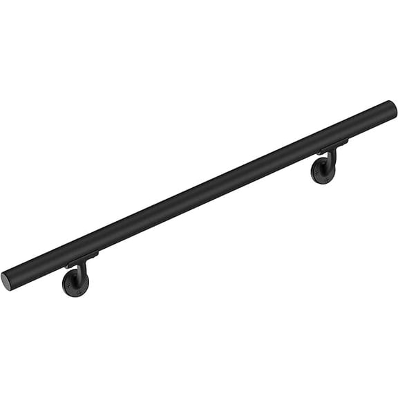 Meranti Aluminum Handrail for Indoor or Outdoor Steps and Stairs  Hand Rails for Elderly  DIY Complete Stair Railing Kit (AHR, Black Textured, 4' Length)