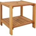 Meranti Wood Outdoor Patio Side Table Teak Oil Finish 20Inch