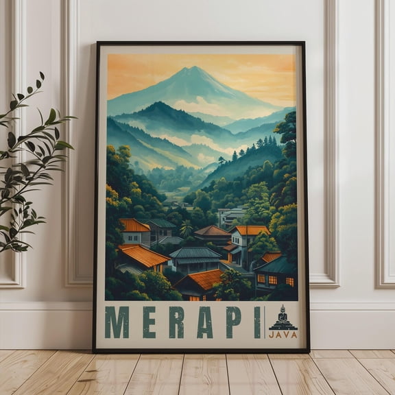 Merapi Java Volcano Landscape Travel Wall Art Decor Unframed Paper Print