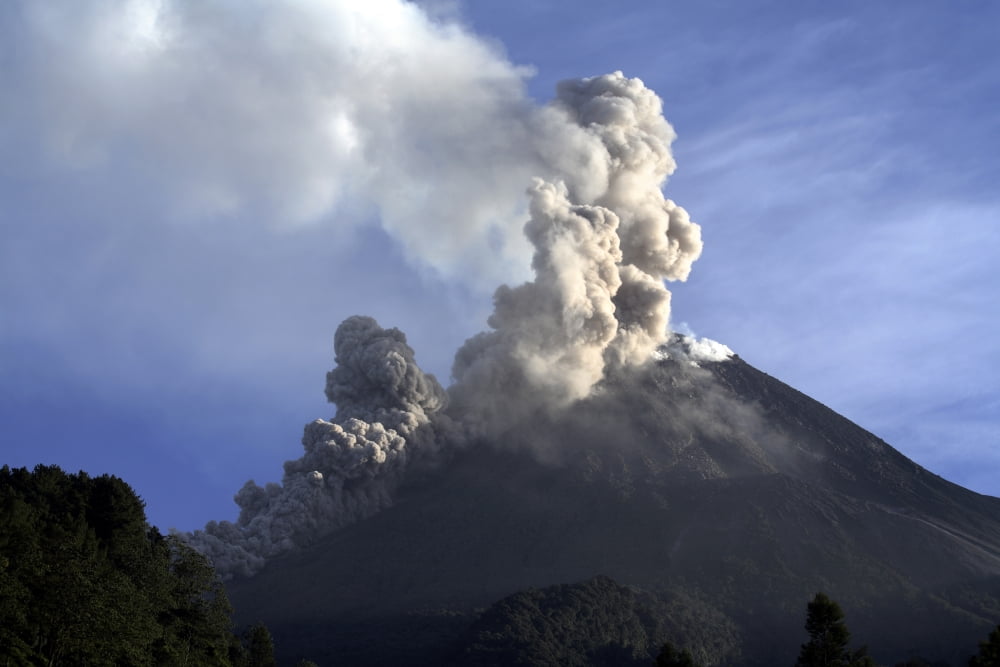 Merapi eruption Java Island Indonesia Canvas Art - Martin RietzeStocktrek Images (34 x 23)