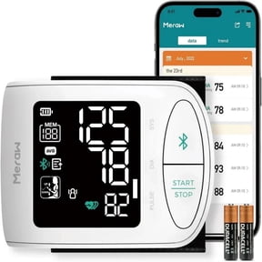 Meraw Aspen Wrist Blood Pressure Monitor,Home Use 5.3-8.5" APP Automatic Bluetooth White