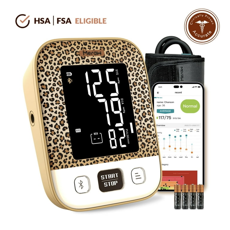 Meraw Digital Blood Pressure Monitor with Bluetooth, Automatic Cuff 8.7-16.5", Irregular Heartbeat Detection, FSA/HSA Eligible