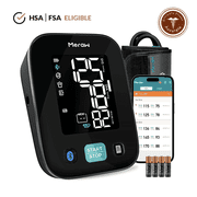 Meraw Cedar Arm Blood Pressure Monitor, Bluetooth App, Automatic Cuff 8.6-16.5", Black