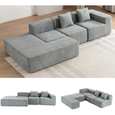 Merax 1165 Inch Sectional Sofa with L Shape Chaise Green Modern Modular Deep Seat Convertible 4 Seat Sleeper Couch Set for Living Room No Assembly Required