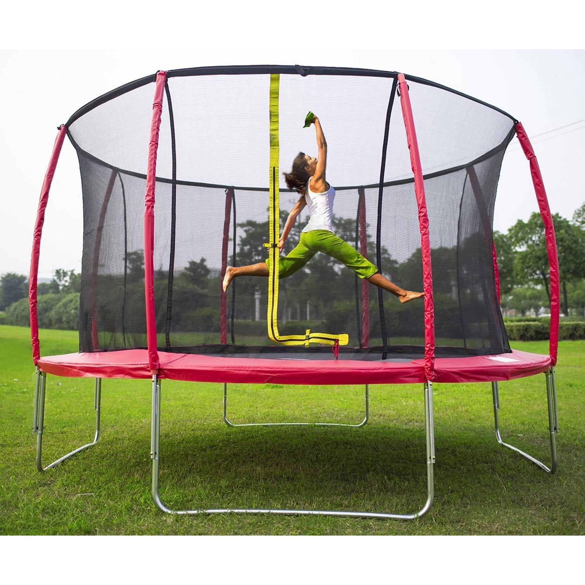 Merax 14-Foot Trampoline, with Safety Enclosure, Red