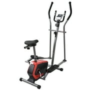 Merax 2-in-1 Upright Exercise Bike and Elliptical Trainer with 8 Level Adjustable Magnetic Resistance, LCD Monitor