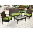 thumbnail image 1 of Merax 4-Piece Outdoor Rattan Furniture Set Patio Wicker Cushioned Set Garden Sofa Set(Green Cushion), 1 of 5