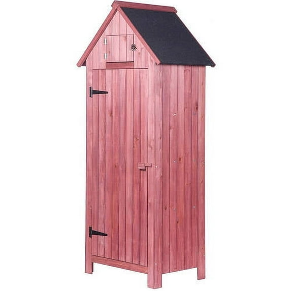 Merax Arrow Shed Wooden Garden Shed Wooden Lockers with Fir Wood Single Door, Brown