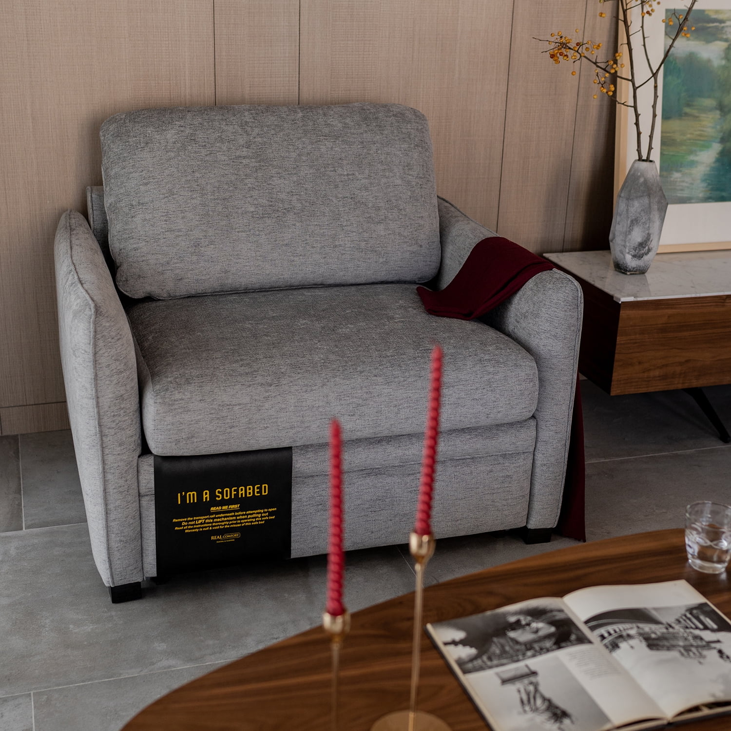 Merax Living Room Furniture Single ChairPullOut Sofa Bed