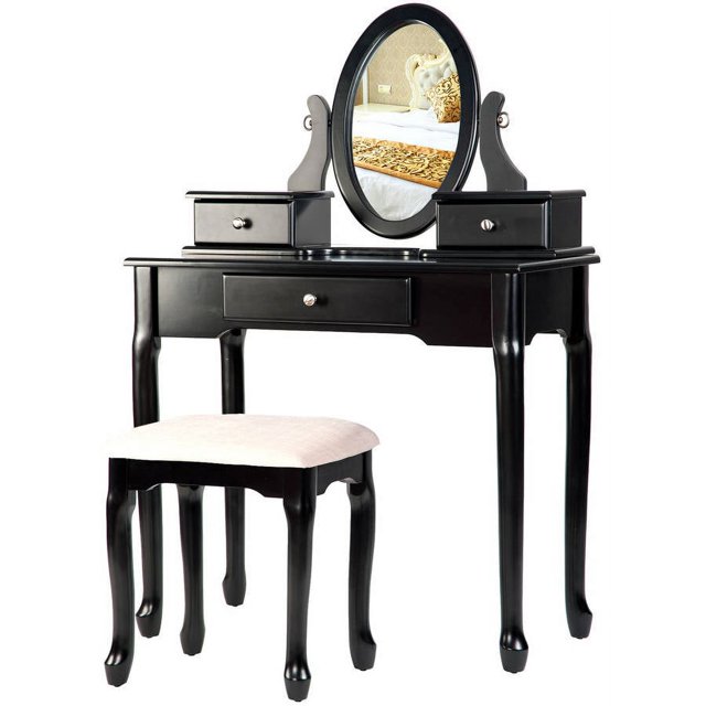 Merax Vanity Set with Stool Dressing MakeUp Table with 3 Drawers and