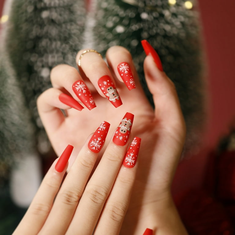 Red french tip nails deals