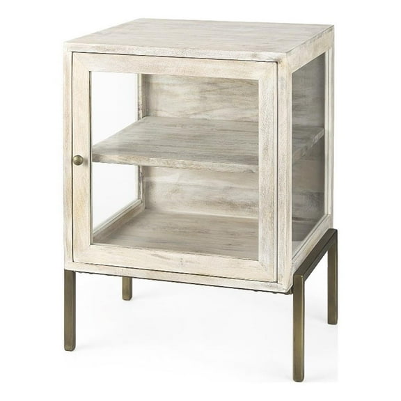 Mercana Arelius 20L X 18W X 26H White Wood W/ Gold Metal Frame End/Side Table