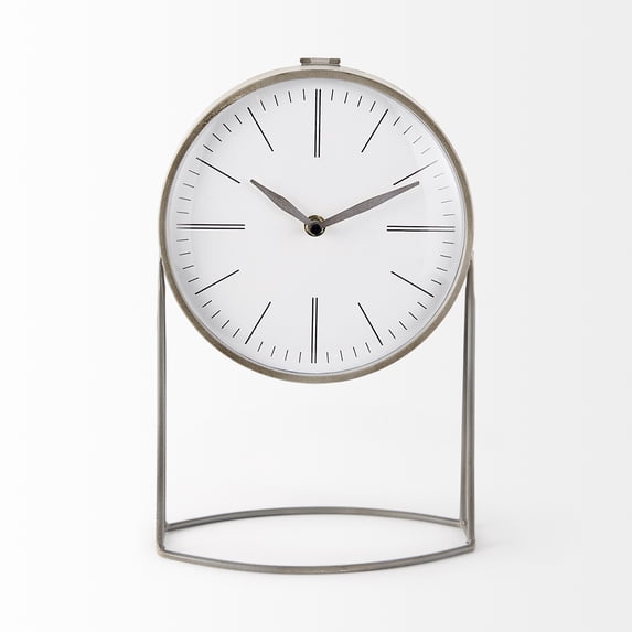 Mercana Aurus Matte Gray Metal Table Clock