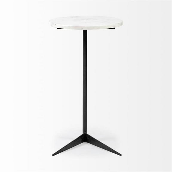 Mercana Ballatine II 15 x 27 Round Top White Marble & Black Iron Base Table