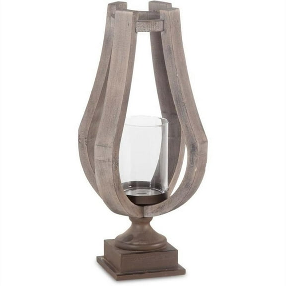 Mercana Brillion Small Rustic Wood/Metal Brown Table Candle Holder