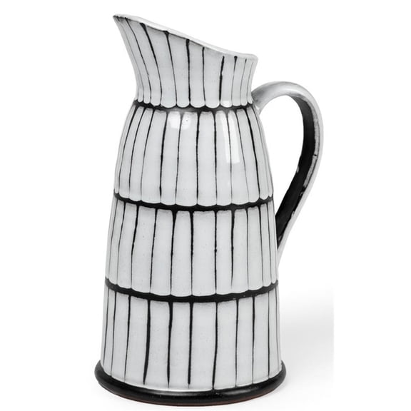 Mercana Lome Large White/Black Patterned Ceramic Water Pitcher