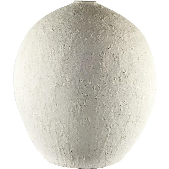Mercana Karakum I Short White Textured Ceramic Vase