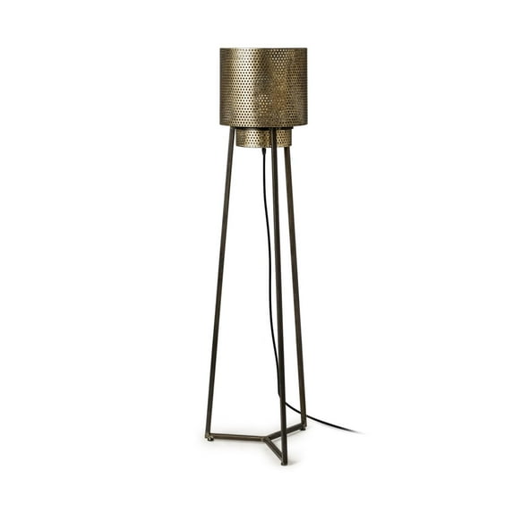 Mercana Chaudron II (54"H) Black and Gold Perforated Metal Shade Floor Lamp