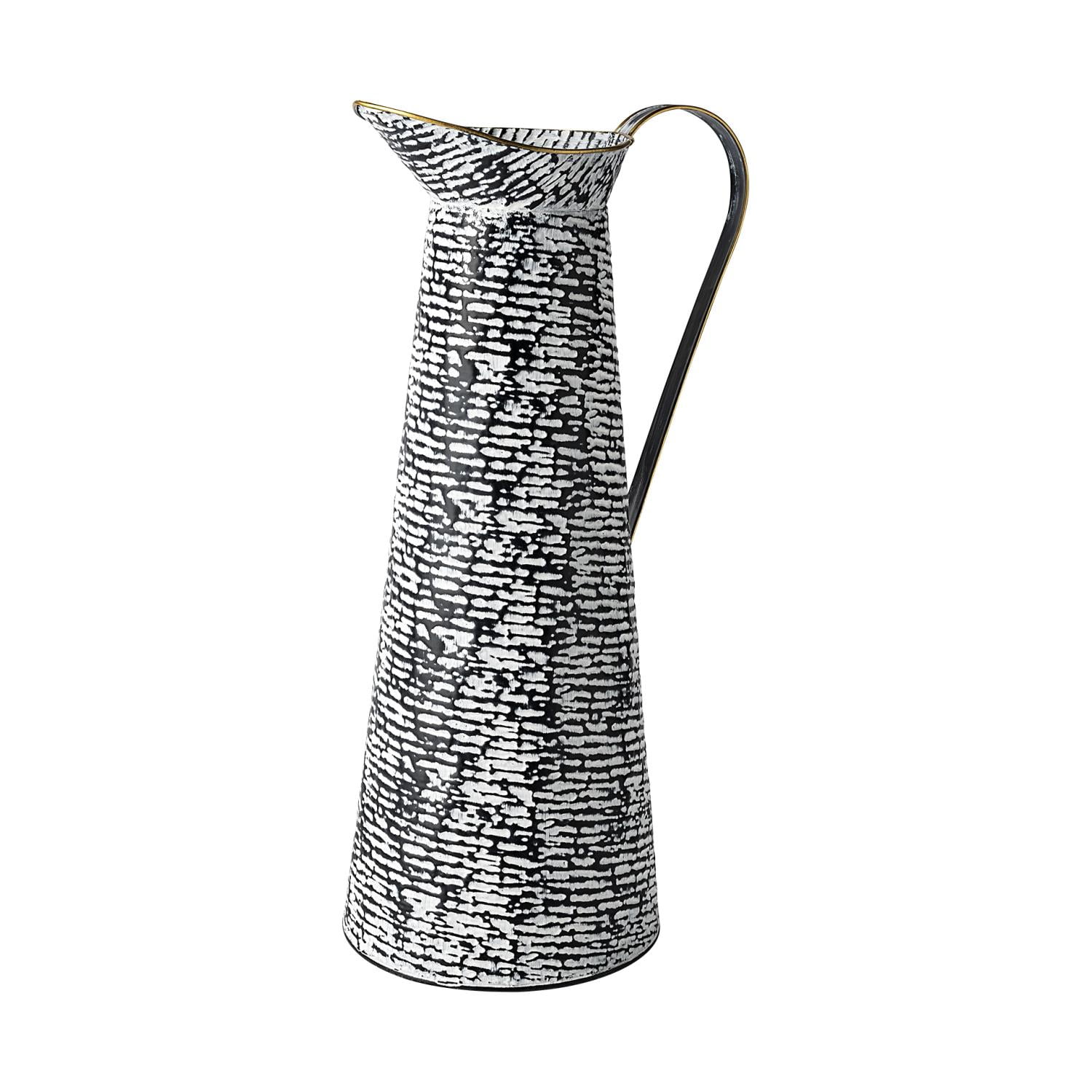Colette 20.3" High Black and White Metal Vase