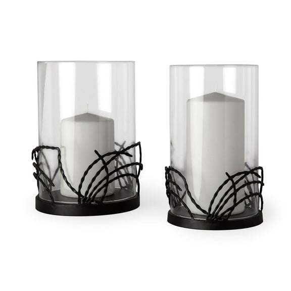 Mercana Cutlass I Set of Two Black Metal Base Table Candle Holders