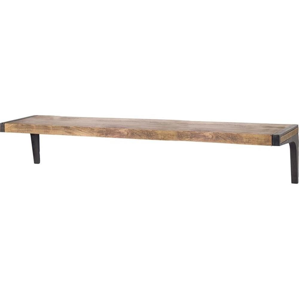 Dion Large Brown Wood and Iron Wall Shelf
