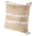 thumbnail image 1 of Mercana Duston III 22 x 22 Tan and White Fabric Fringe Decorative Pillow Cover, 1 of 2