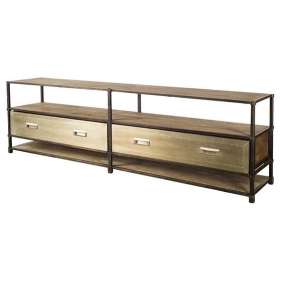 Mercana Farrow II Brass Toned Wood & Metal TV Stand Media Console TV up to 83"