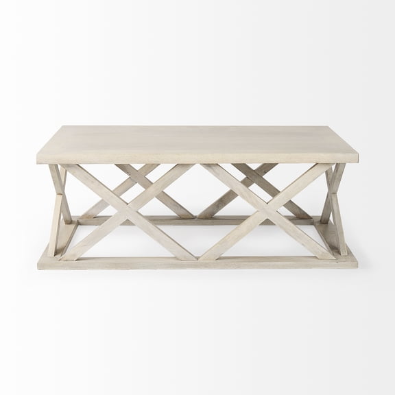 Mercana Forsey Blonde Wood Rectangular Coffee Table in Off White