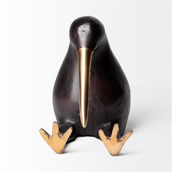 Mercana Furniture Dodo Black and Gold Cast Metal Mauritian Bird Sculpture