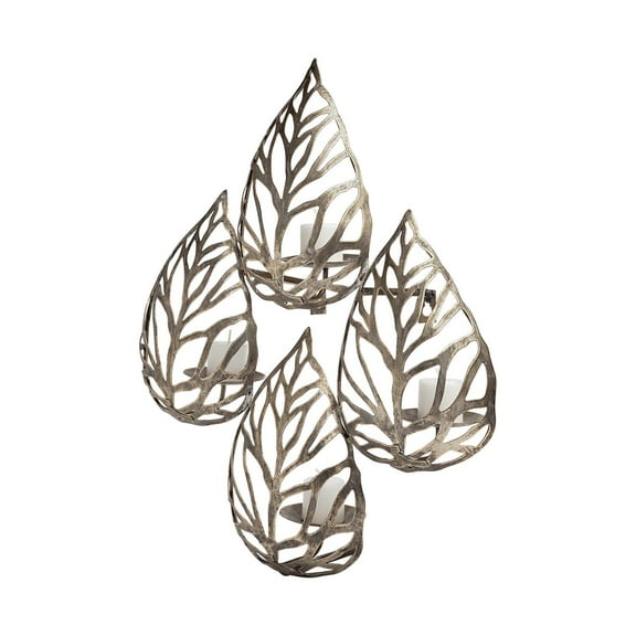 Mercana Furniture Lana II Set of 4 Gold toned Wall Candle Holders in Metal