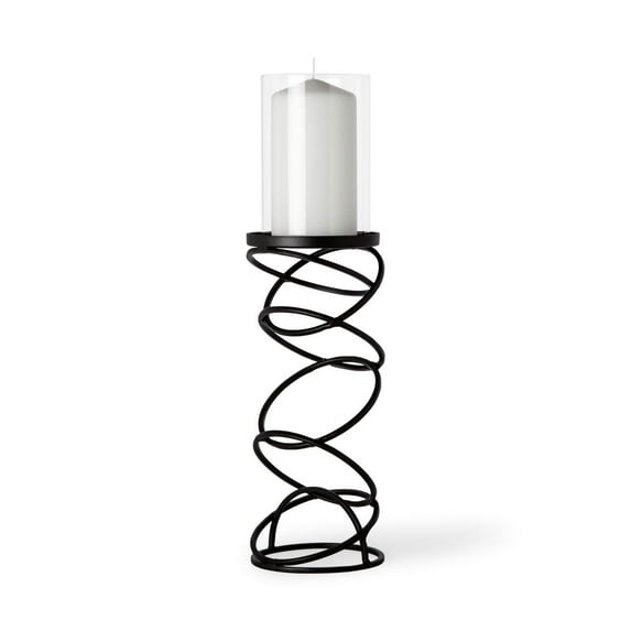 Mercana Furniture Omega II Medium Black Metal Stacked Ring Table Candle Holder