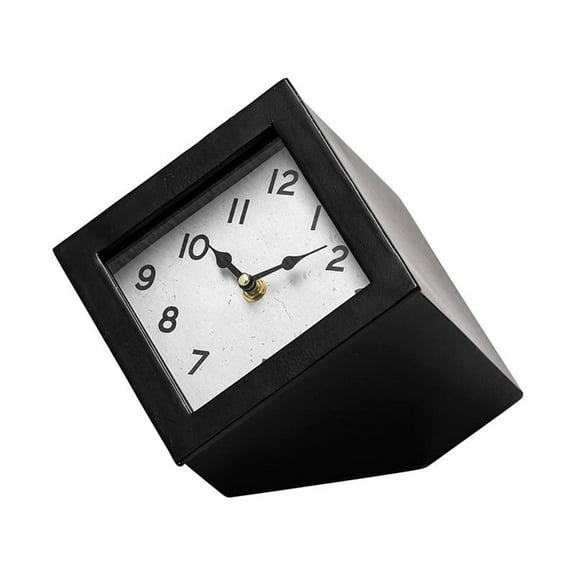 Mercana Furniture Ralph II Black Metal Cube Table Clock