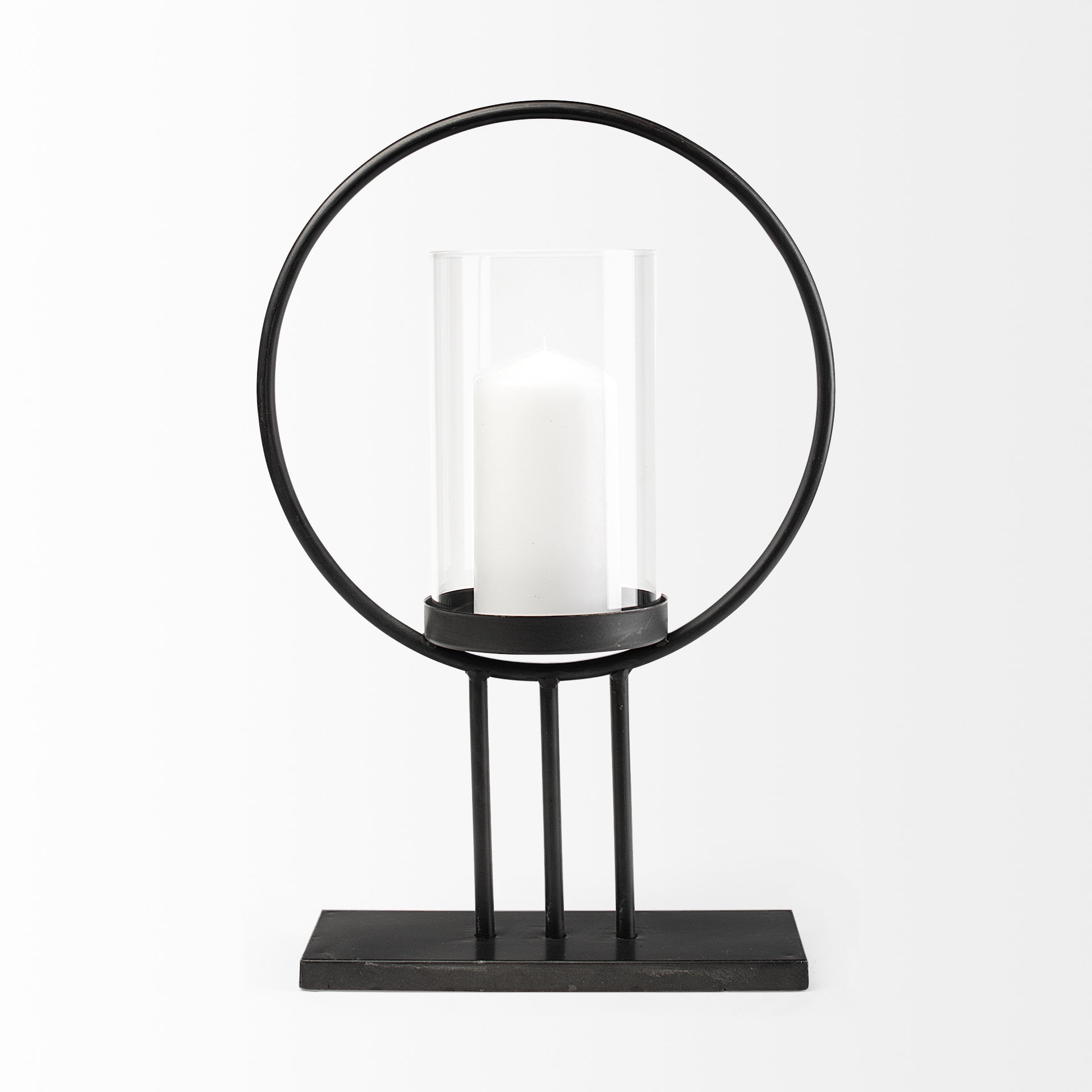 Mercana Furniture Saturn II Large Black Metal Table Candle Holder