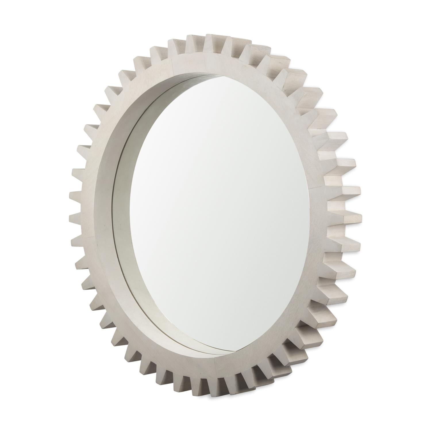 Mercana Furniture Sterling Cog III 35.5" Round White Wood Frame Mirror