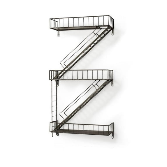 Mercana Gastown 42"H Gray Metal Wall-Mounted Fire Escape Shelf