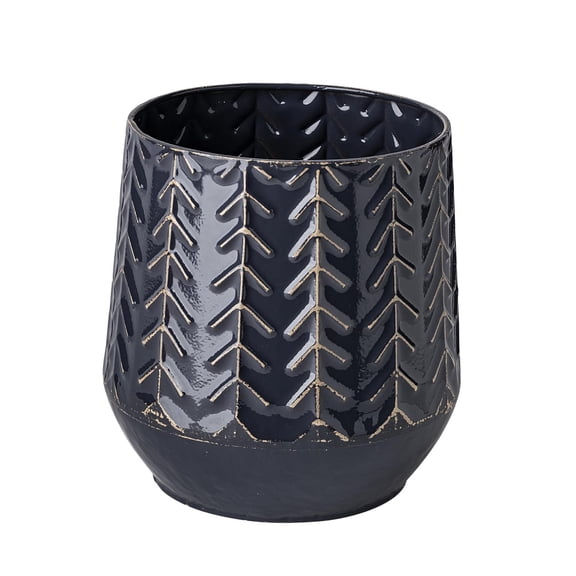 Mercana Gemma I Ceramic Glossy Dark Blue Chevron Decorative Vase
