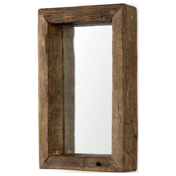 Mercana Gervaise Small Brown Wood Frame Rectangular Wall Mirror 69152