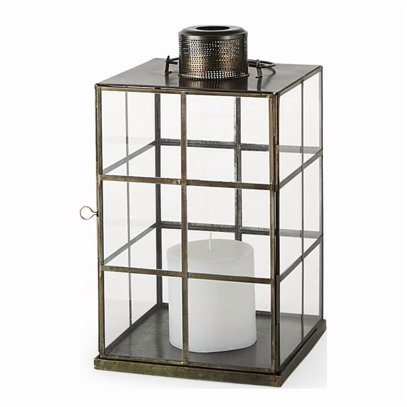 Mercana Grimwig Small 8L X 8W X 15H Lantern W/Sheet Base Without Bevel in Gold