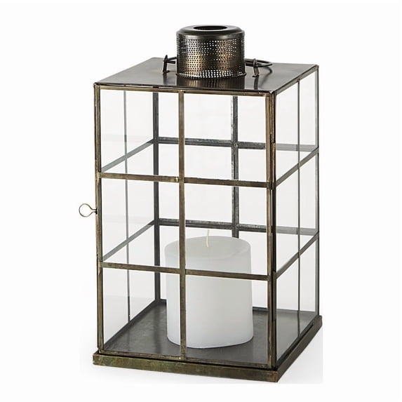 Mercana Grimwig Small 8L X 8W X 15H Lantern W/Sheet Base Without Bevel in Gold