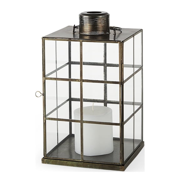 Mercana Grimwig Small 8L X 8W X 15H Lantern W/Sheet Base Without Bevel in Gold